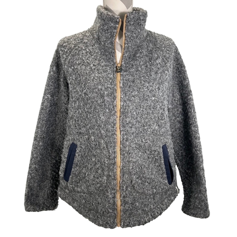Woolrich Siskiyou Womens Grey Curly Sherpa Fleece Full‎ Zip Jacket Small